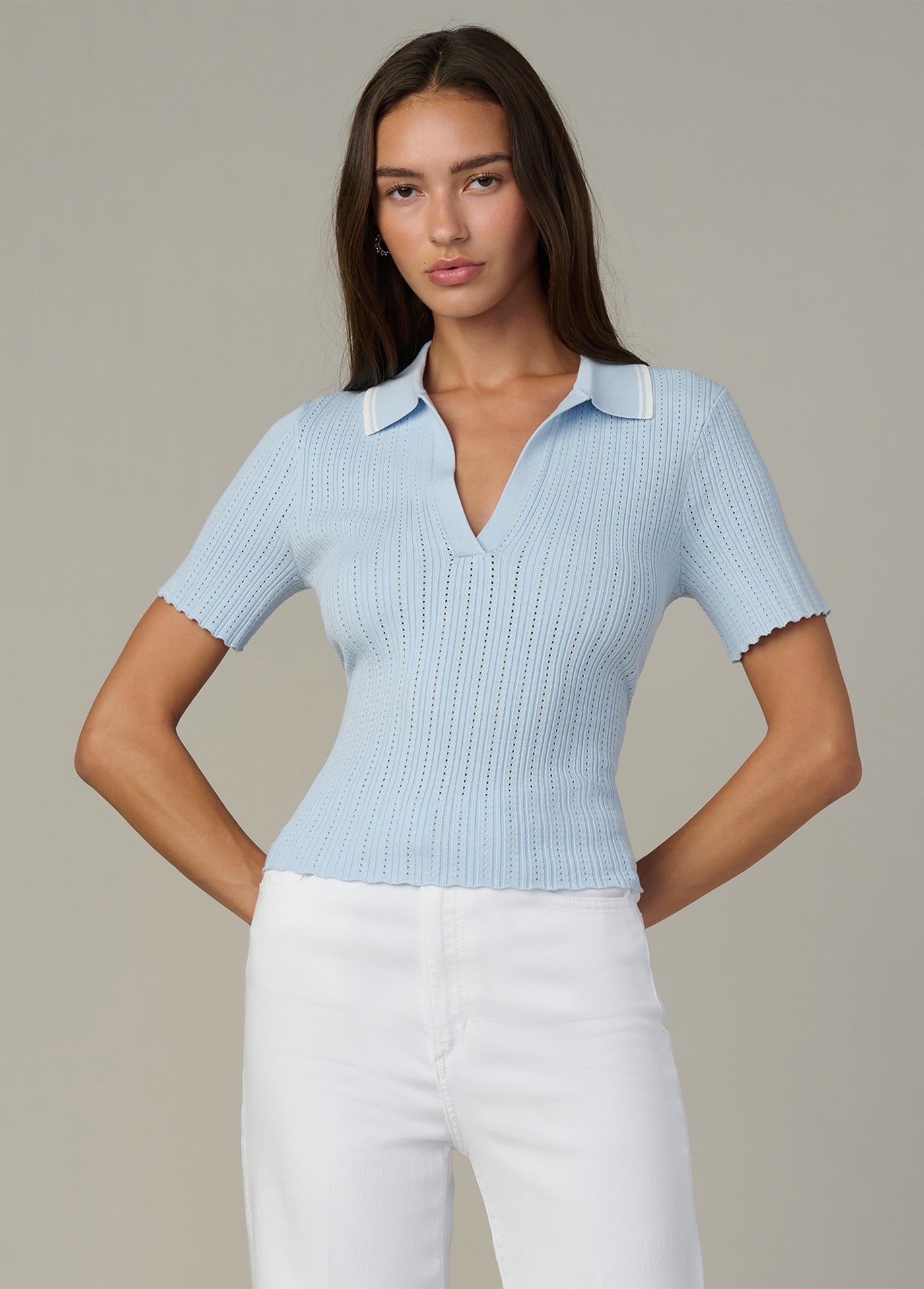 The Jess Pointelle Polo Shirt | Women's Tops – Joe's® Jeans