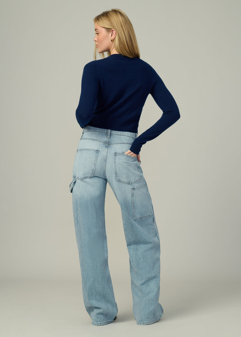 【BAON】[unisex] Naruko Stripe Carpenter Wide Denim Pants BAON】[unisex] Naruko Stripe Carpenter Wide Denim Pants