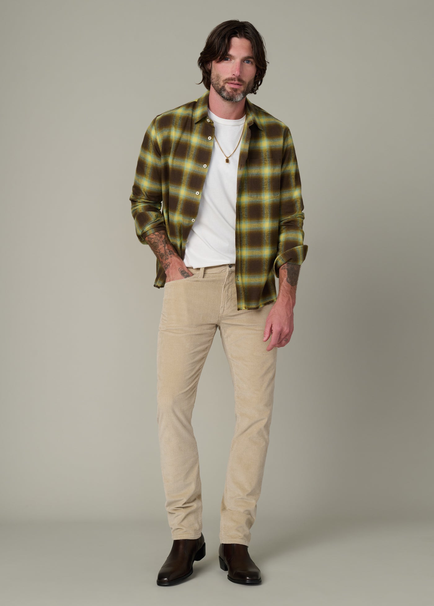 plaid shirt and dress pants White Eric Plaid Leeward Dress Shirt