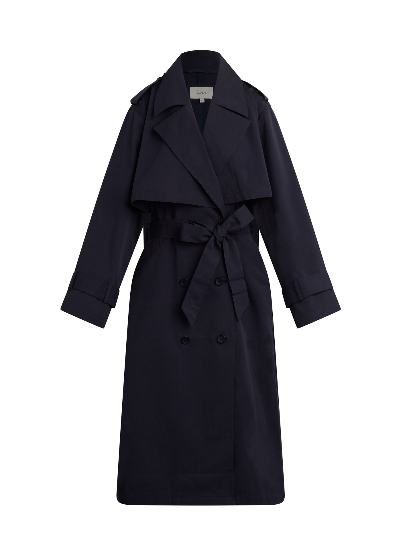 The Elizabeth Trench Coat | Classic Navy Twill Coat with Waist Tie