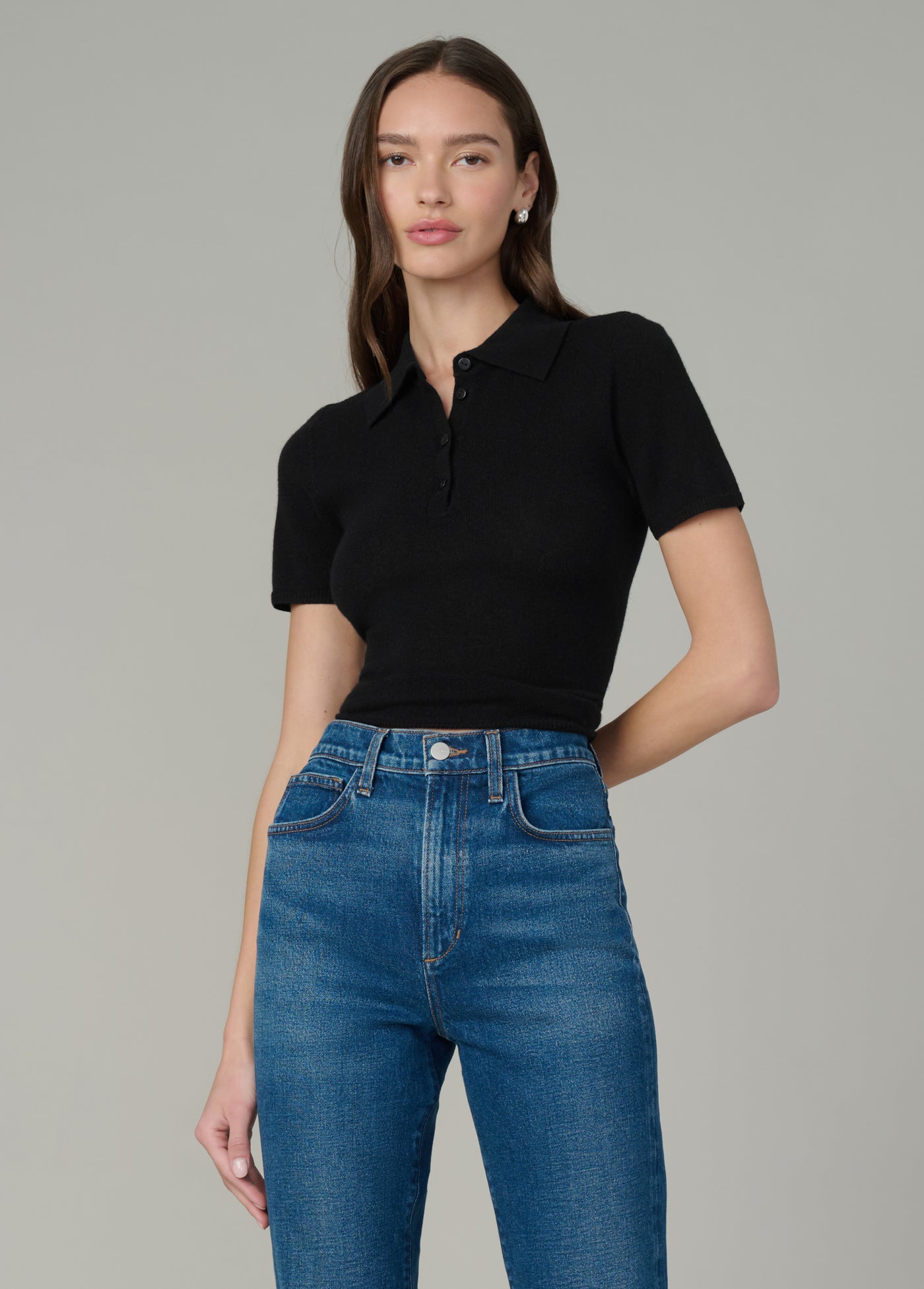 トップス ZOE polo short sleeve / black トップス ZOE polo short sleeve / black ZOE polo short sleeve
