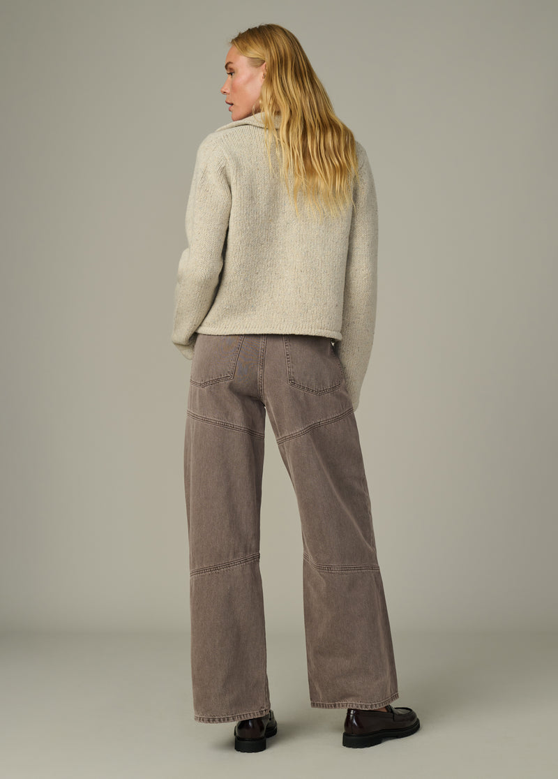 Harlowe Seamed Jeans | High Rise Wide Leg Tiramisu Brown Denim