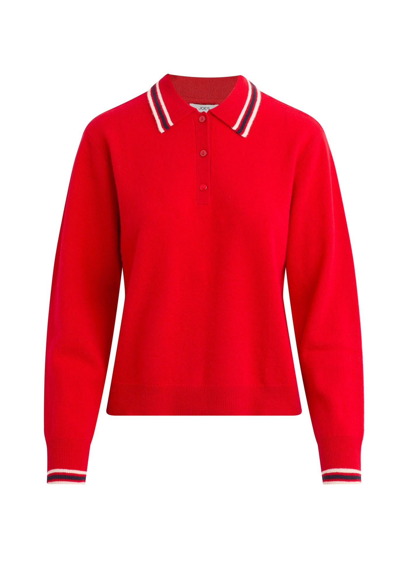 The Long Sleeve Cashmere Polo | Luxe Cherry Red Knit Polo Sweater