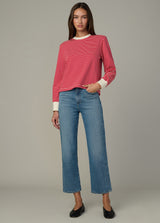CHERRY RED ECRU STRIPE