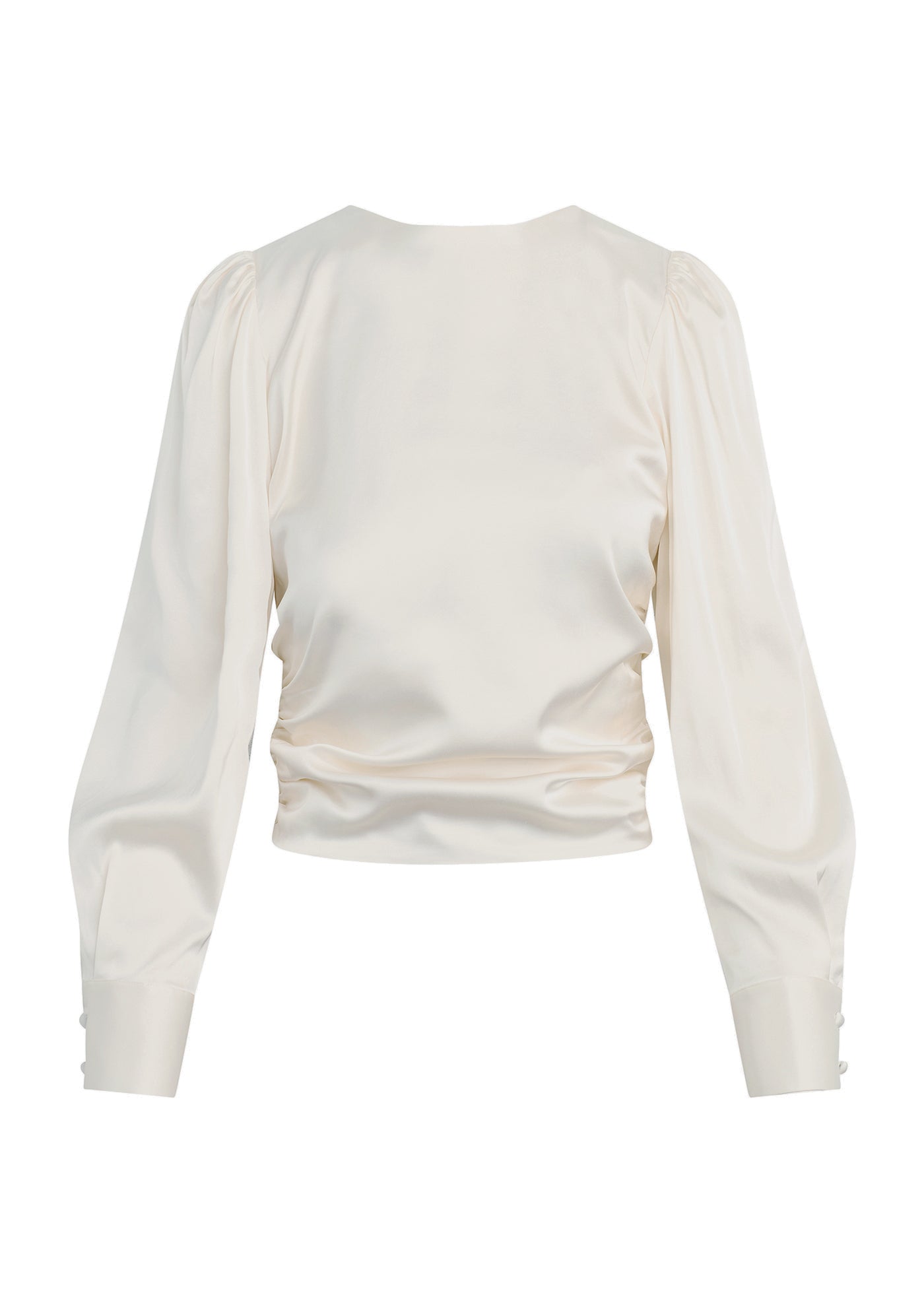 The Marie Tie-Back Blouse | Ecru Satin Elegant Work-to-Weekend Top