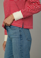 CHERRY RED ECRU STRIPE