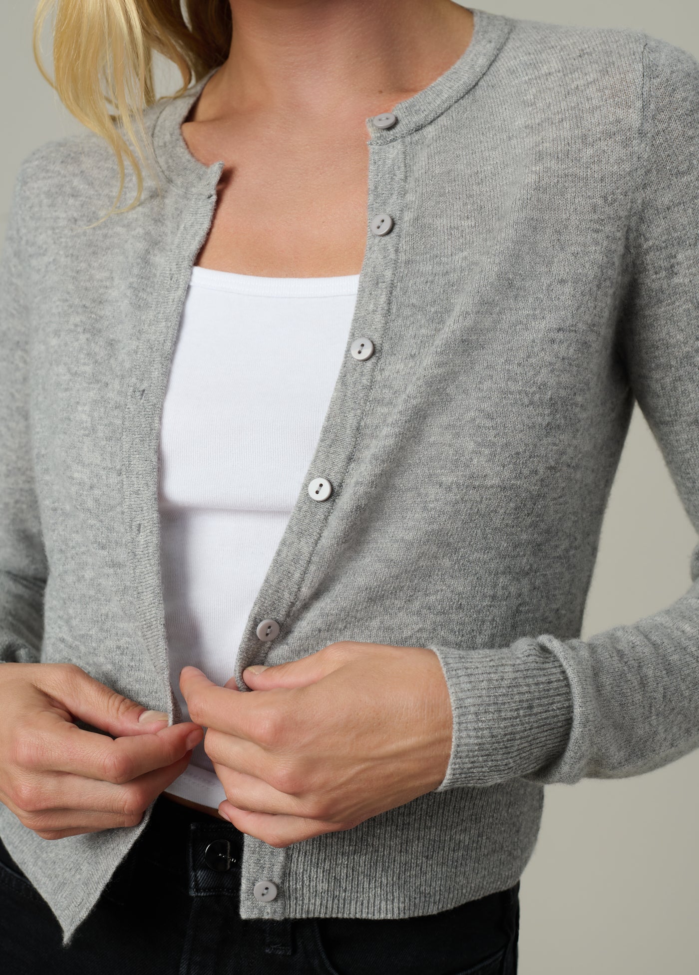 Dani Cashmere Cardigan Heather Grey | women's Cardigan Sweaters