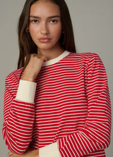 CHERRY RED ECRU STRIPE
