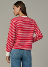 CHERRY RED ECRU STRIPE