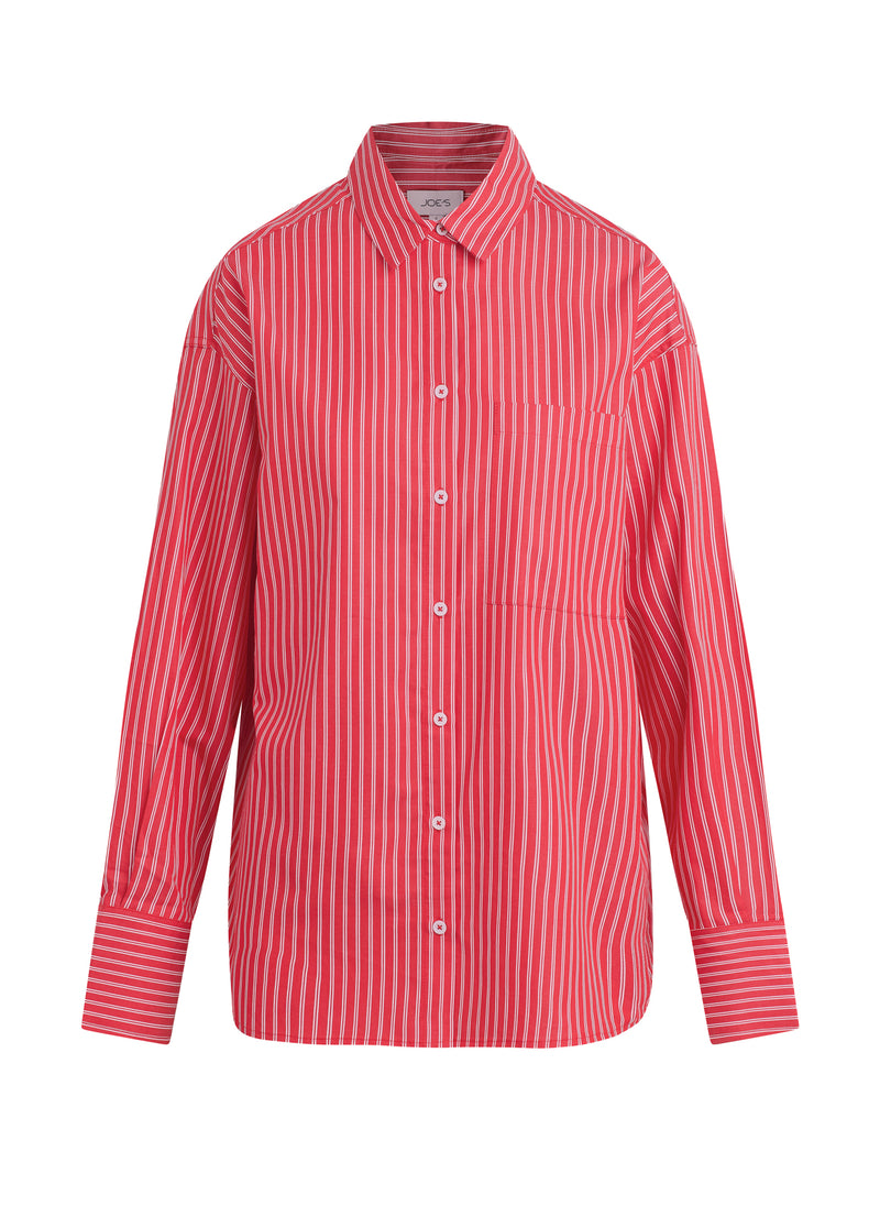 The Boyfriend Button Down Shirt | Women's Shirts, Cherry Red White Stripe, M