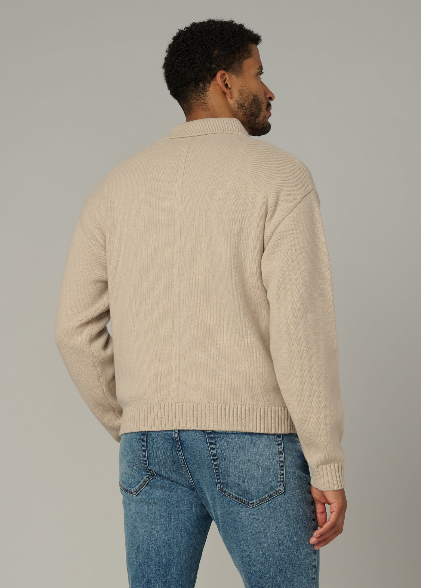 Relaxed Polo Sweater Simply Taupe | men's Cardigan Sweaters
