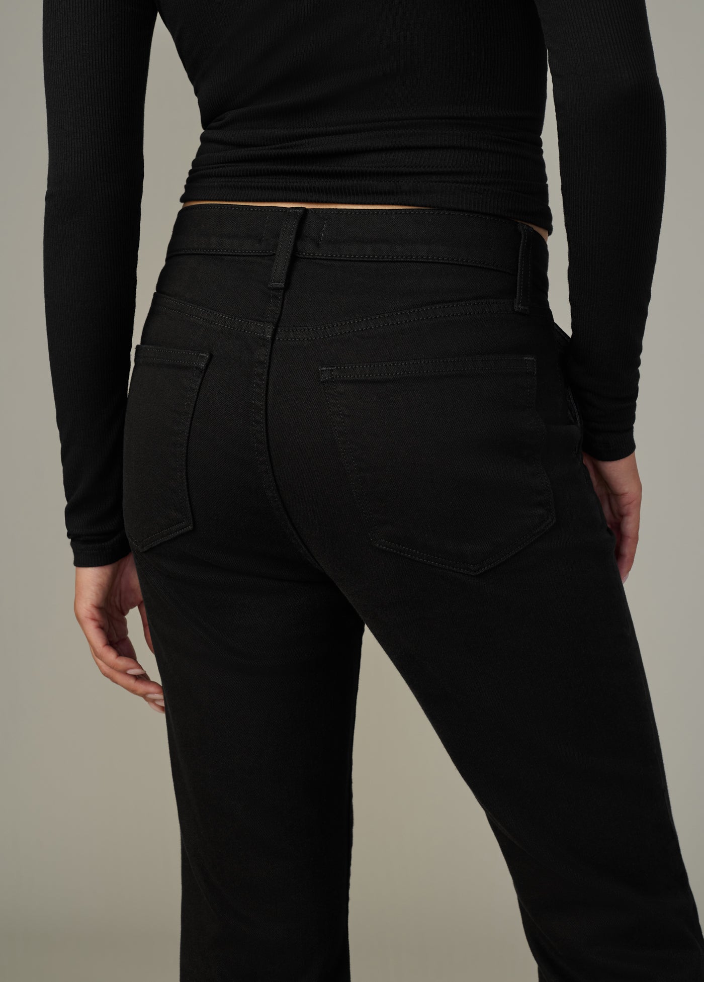 Molly Trouser Petite | High Rise Bootcut Wide Leg Black Denim