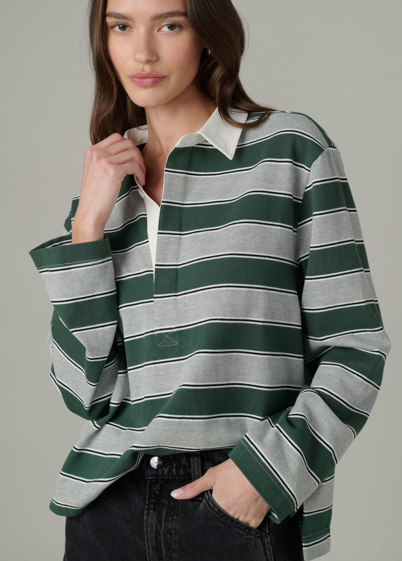 Dylan Oversized Rugby Shirt Heather Grey | women's Tops – Joe's® Jeans