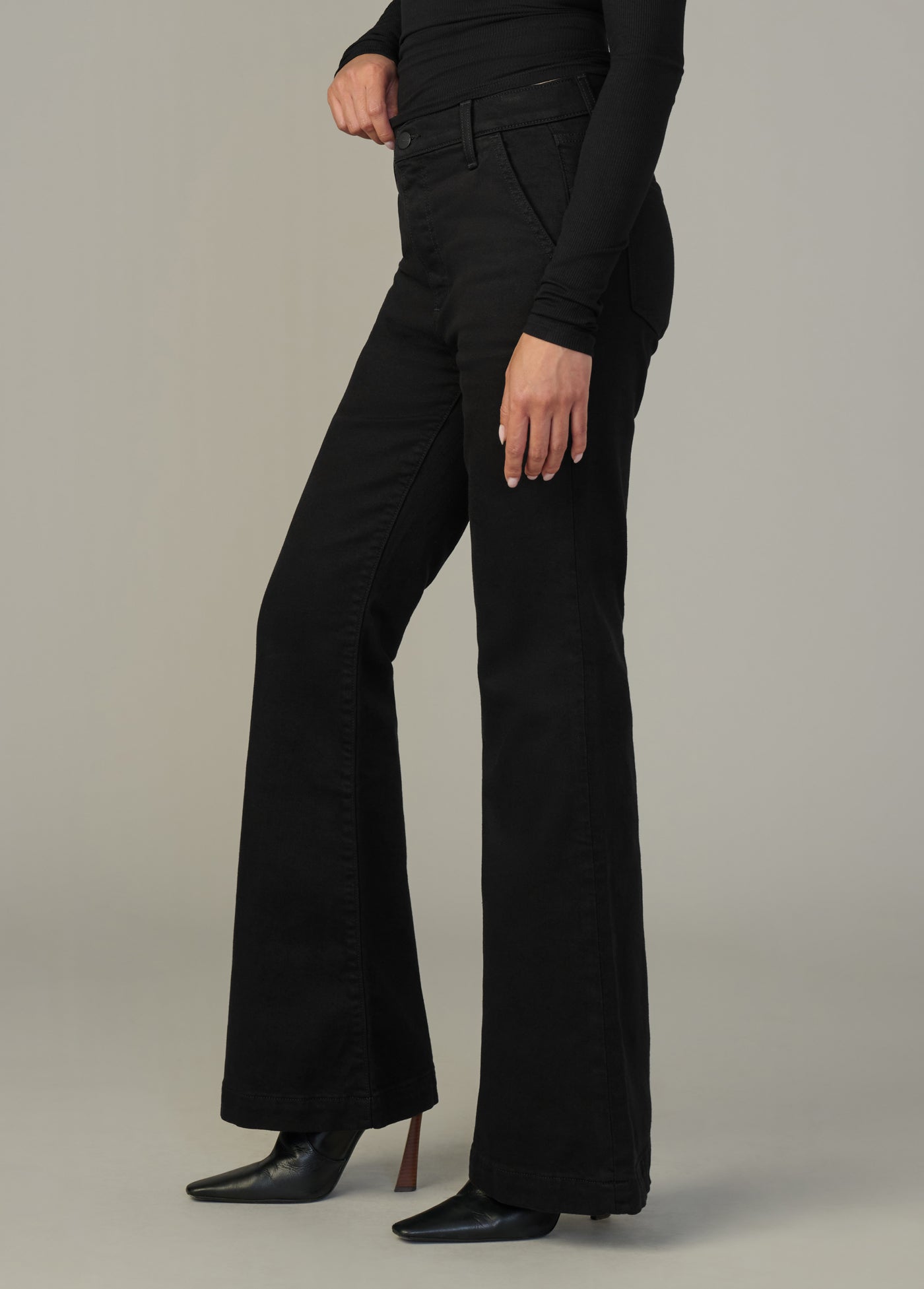 Molly Trouser Petite | High Rise Bootcut Wide Leg Black Denim