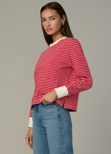 CHERRY RED ECRU STRIPE