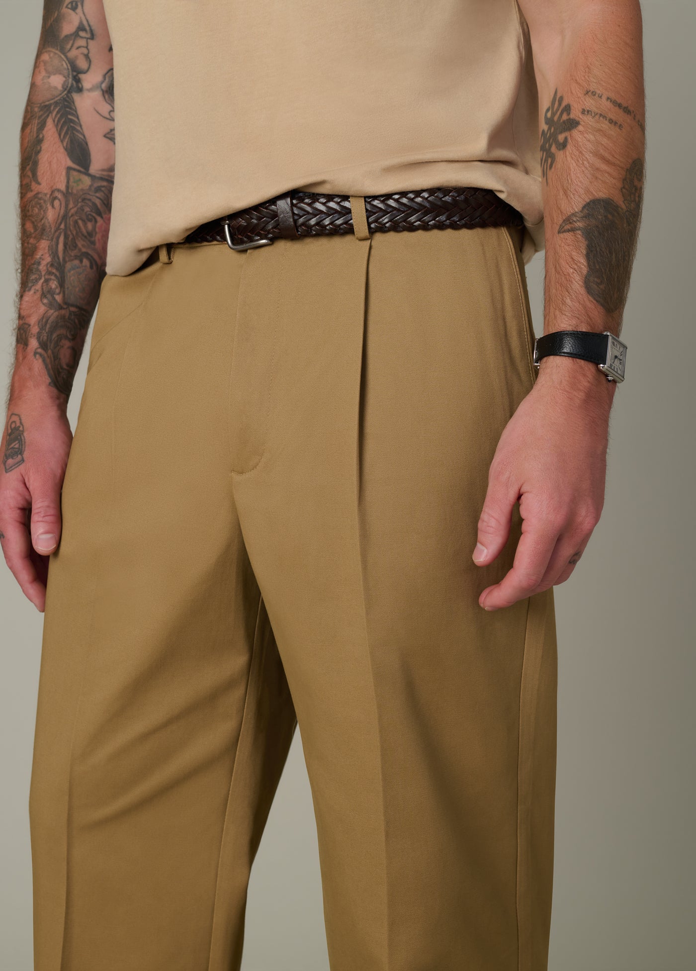 Wide Leg Pleated Chino - British Khaki, Size 38, by Joe's Jeans Wide Leg Pleated Chino - British Khaki, Size 38, by Joe's Jeans