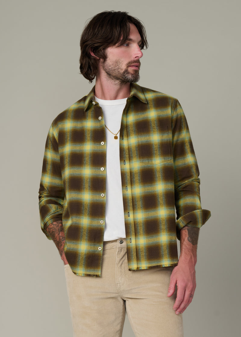 Joe's Jeans Keanu Ripped Plaid Shirt - Beech Plaid - M Joe's Jeans Keanu Ripped Plaid Shirt - Beech Plaid - M
