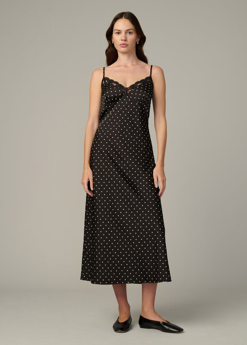 Joe's Jeans The Ines Slip Dress Women's Dress Black Polka Dot : LG