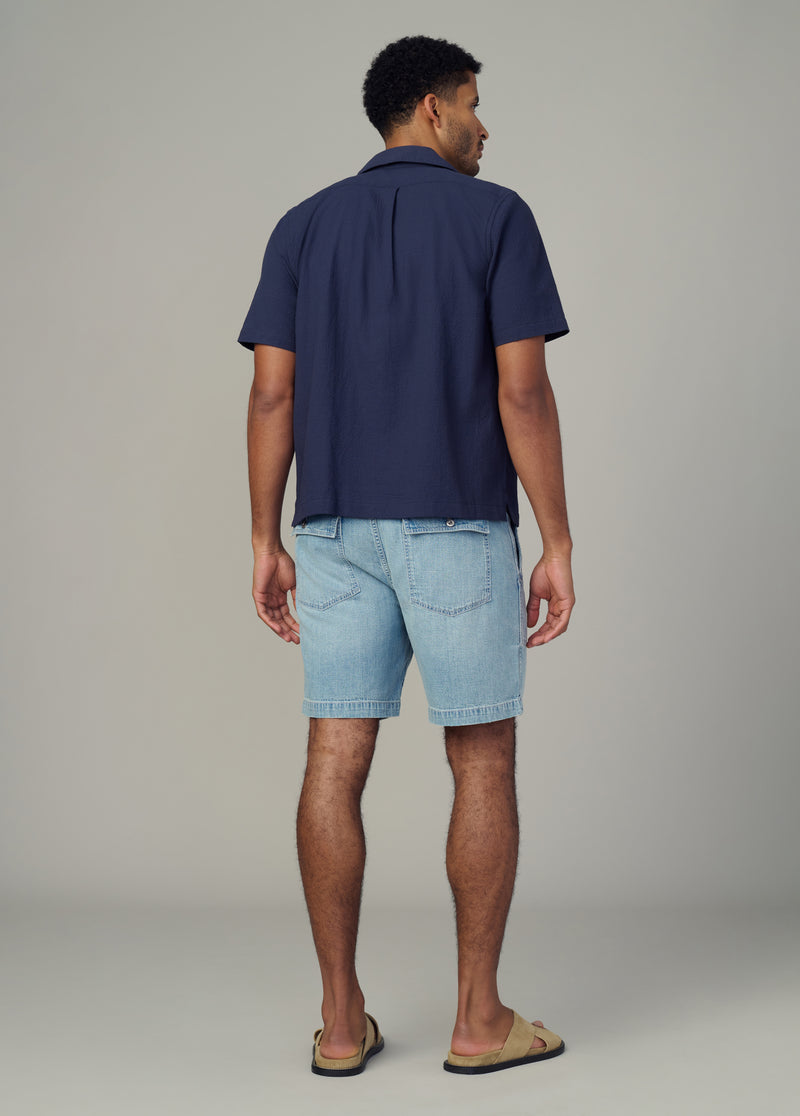 short sleeve dress shirt with jeans Men's Casual Button Down Short Sleeve Shirt in White Cotton Twill Medium