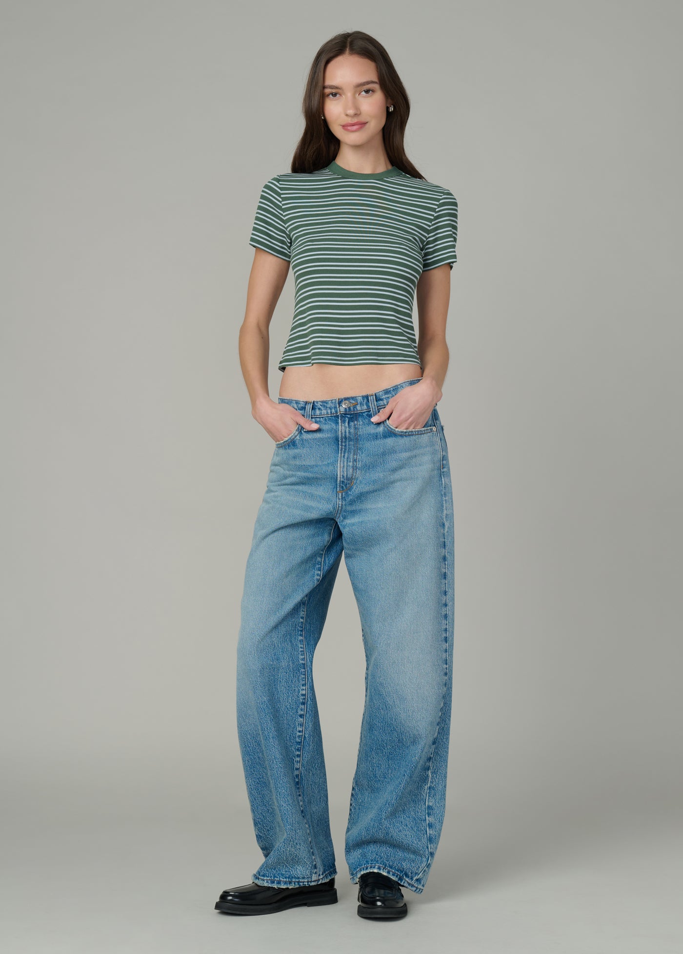 Baby Tee Cilantro Sky Stripe | Stylish women's Tank Tops – Joe's