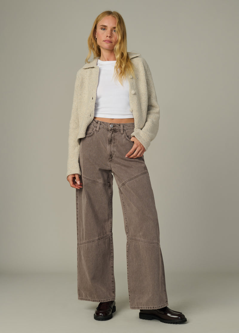 Harlowe Seamed Jeans | High Rise Wide Leg Tiramisu Brown Denim