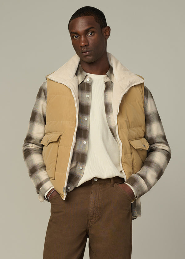Reversible Corduroy Puffer Vest | Winter Sand Classic Fit – Joe's