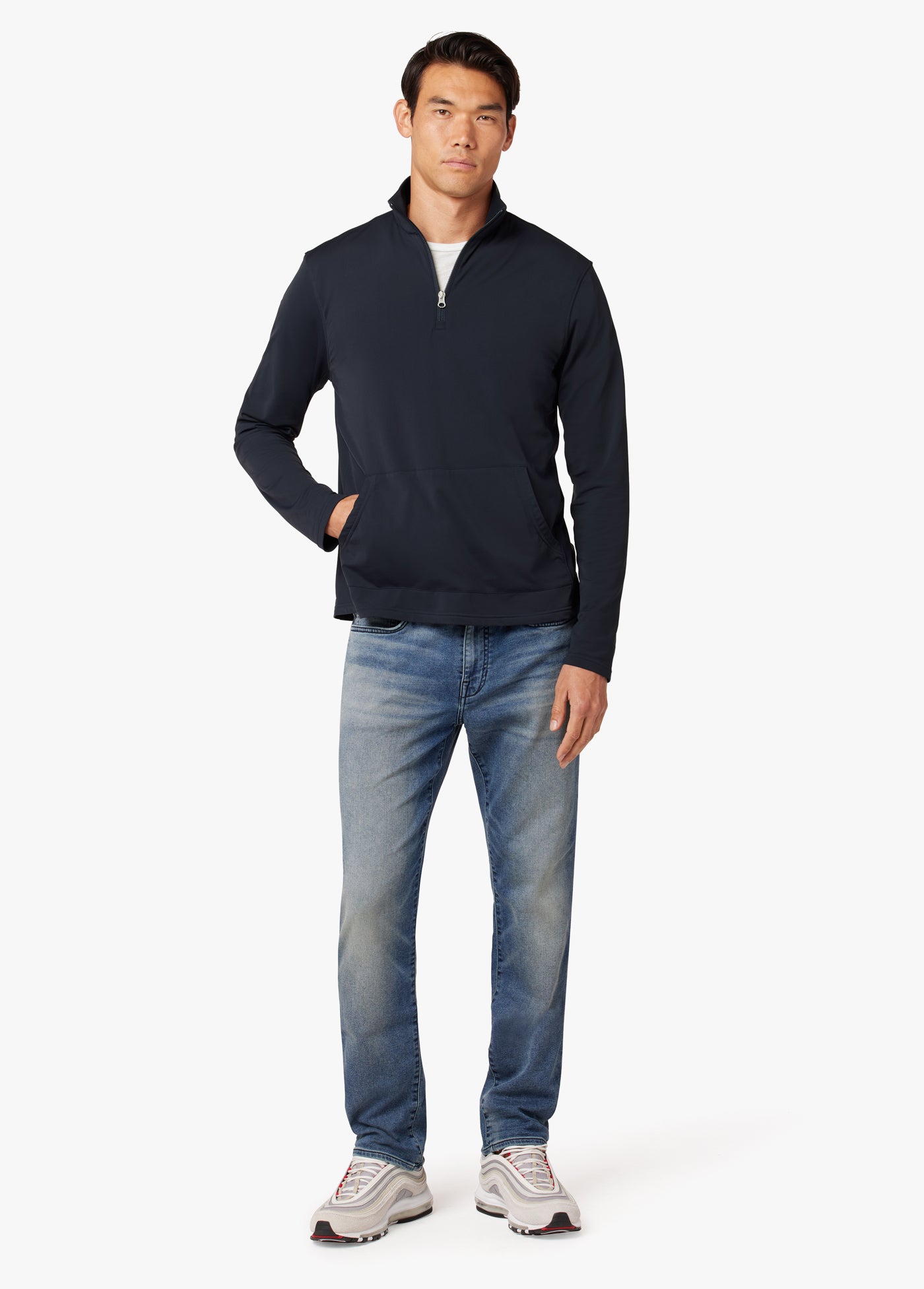 【関税・送料込】Kangaroo pocket sweatshirts - 478 $14.49 Sky Blue Checkerboard Zipped Neck Kangaroo Pocket
