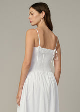 Joe's Jeans | The Mara Maxi Dress – white cotton sateen poplin maxi dress with adjustable tie straps