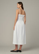 Joe's Jeans | The Mara Maxi Dress – white cotton sateen poplin maxi dress with adjustable tie straps