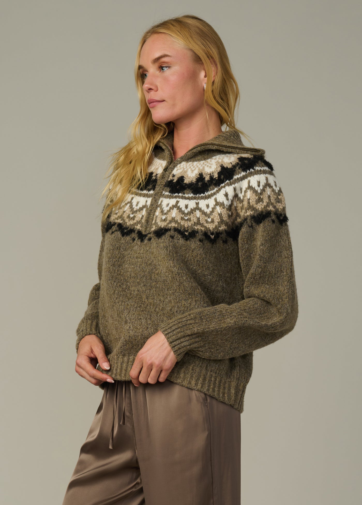 The Wells Fair Isle Sweater | Cozy Oversized Half-Zip Knit – Joe's