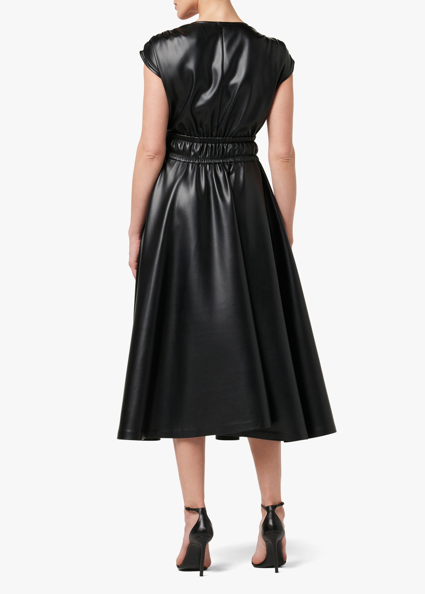 black leather midi dress Felicity Vegan Leather Dress