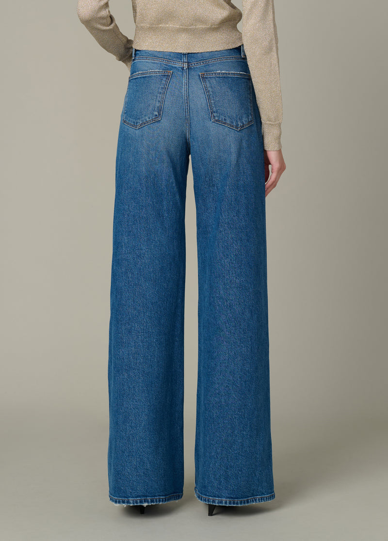 The Mia Petite Wide Leg Jeans | Medium Indigo High-Rise Denim