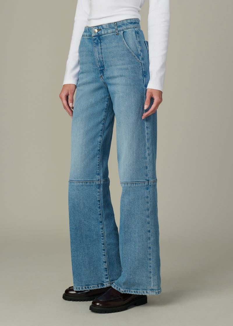 Seamed Mia Wide Leg Jeans | High Rise Full-Length Denim in