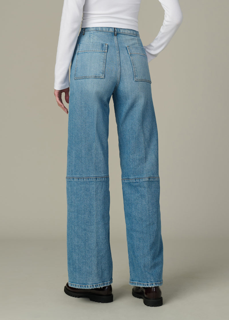 Seamed Mia Wide Leg Jeans | High Rise Full-Length Denim in