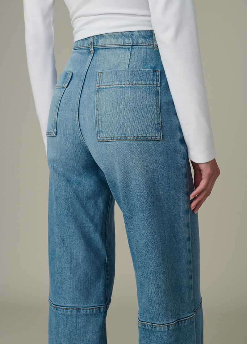 Seamed Mia Wide Leg Jeans | High Rise Full-Length Denim in
