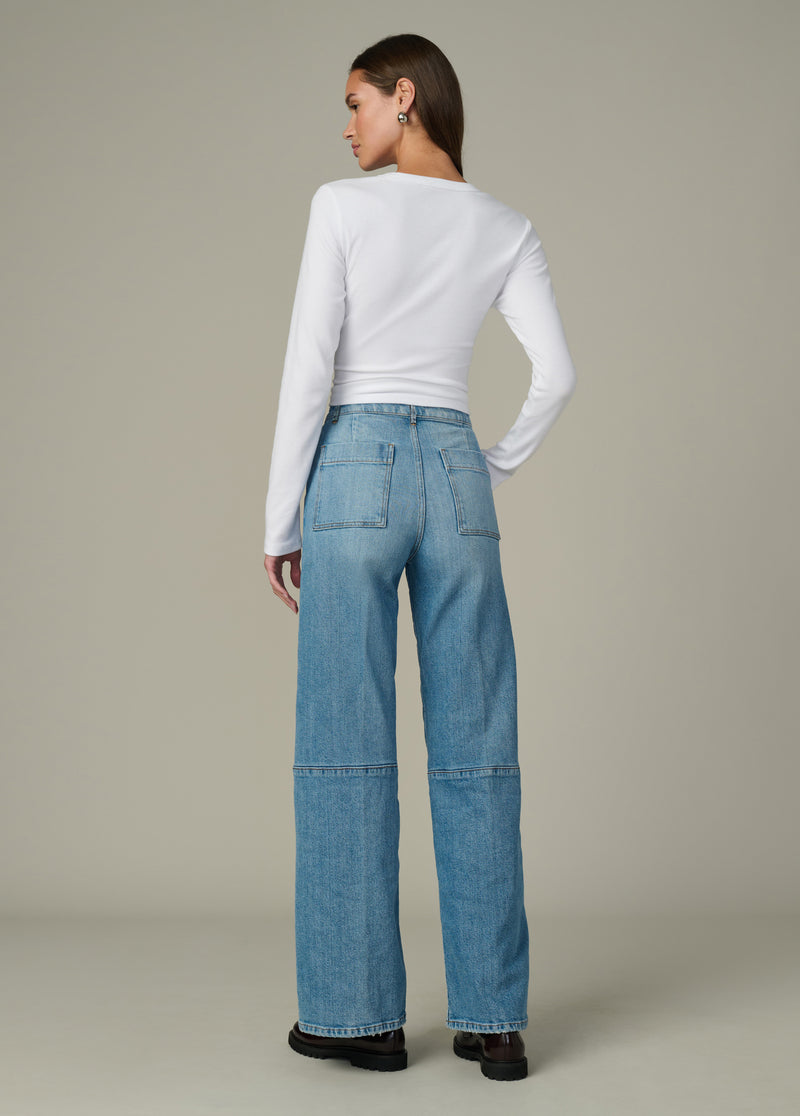 Seamed Mia Wide Leg Jeans | High Rise Full-Length Denim in