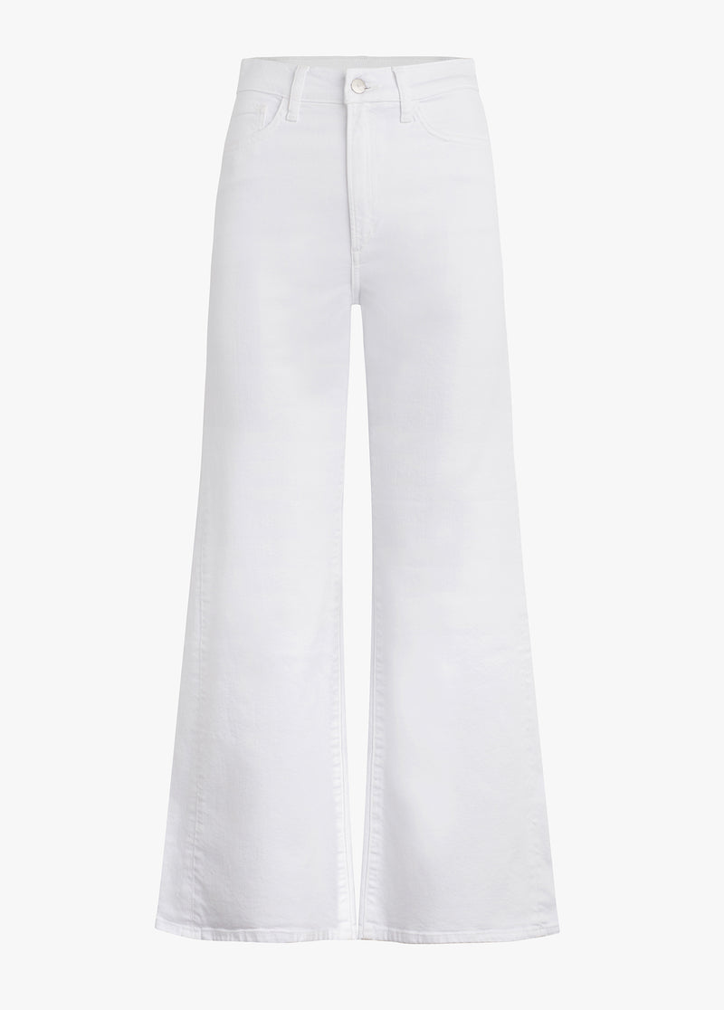 High Waisted Wide Leg White Denim Jeans