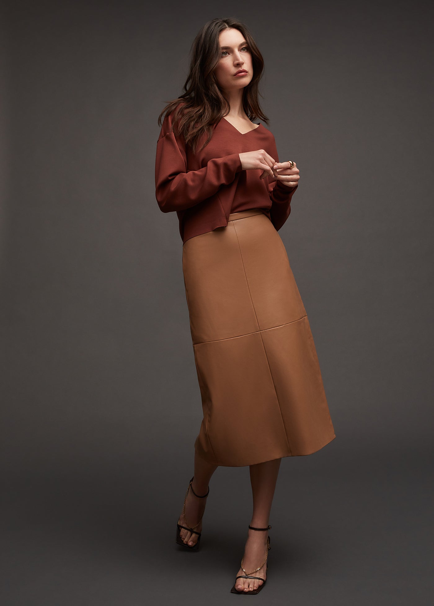 DOREEN CROSS SEAMED FAUX LEATHER SKIRT – Joe's® Jeans DOREEN CROSS SEAMED FAUX LEATHER SKIRT – Joe's® Jeans