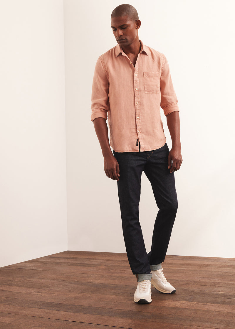 Pink linen shirt mens online