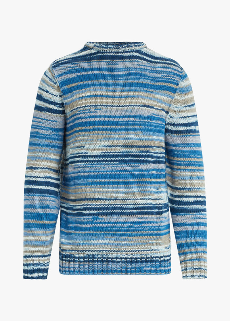 SPACE DYE WOOL JUMPER in TEAL MULTI