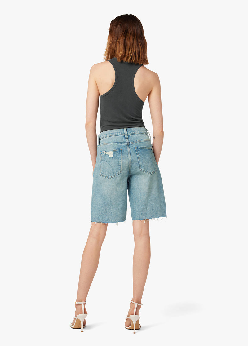 Curvy Fit High-Rise Denim Bermuda Short - Medium Wash | LaneBryant